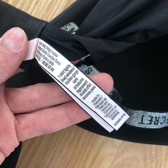 Victoria's Secret T-Shirt Lightly Lined Wireless Bra Solid Black Size 34DDD - Picture 9 of 10